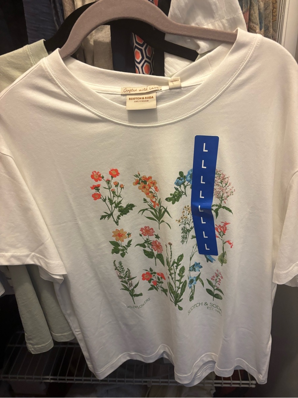 Scotch & Soda White Floral Graphic Tee - White & Seafoam green